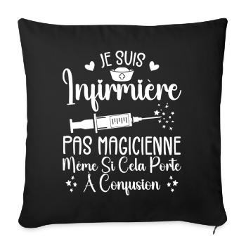 Humour Infirmière - Cadeau Infirmière - Housse de coussin décorative 45 x 45 cm - noir - Devant