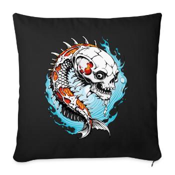 Koi Skull // Skull Fish // Carp FS0007 - Sofa pillowcase 17,3'' x 17,3'' (45 x 45 cm) - black - Front