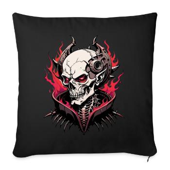 Crâne de démon // Démon crâne // Flammes FS0015 - Housse de coussin décorative 45 x 45 cm - noir - Devant