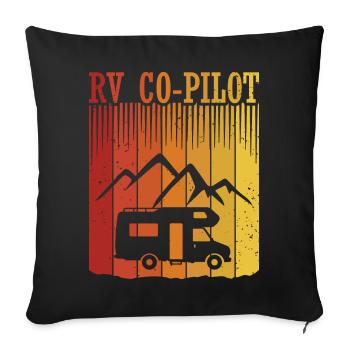 RV Co-Pilote Camping Camping-car Voyage Vacances - Housse de coussin décorative 45 x 45 cm - noir - Devant