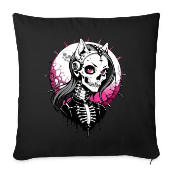 Cat-Girl Skull // Totenkopf Katzenfrau FS0042 - Sofakissenbezug 45 x 45 cm - Schwarz - Vorne