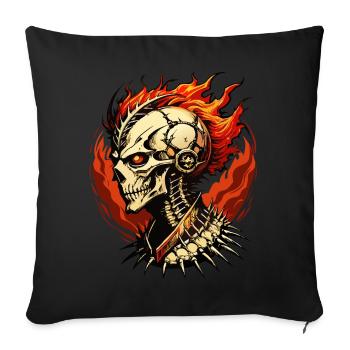 Crâne de Phénix // Crâne Dieu du Feu FS0061 - Housse de coussin décorative 45 x 45 cm - noir - Devant