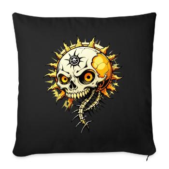 Sun Skull / Totenkopf Sonne / Sonnenschein FS0065 - Sofakissenbezug 45 x 45 cm - Schwarz - Vorne
