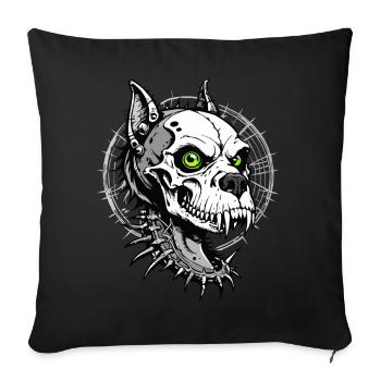 Crâne de chien // Totenkopf Hund // wuff FS0102 - Housse de coussin décorative 45 x 45 cm - noir - Devant