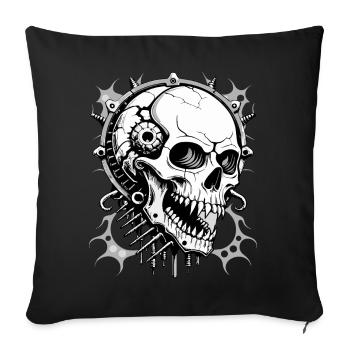 Tête de mort en métal // Totenkopf Metall Kopf FS0121 - Housse de coussin décorative 45 x 45 cm - noir - Devant