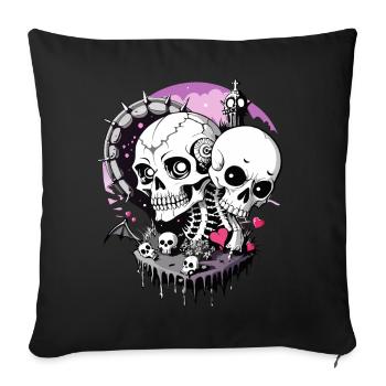 Crâne de la Saint-Valentin / Tête de mort Saint-Valentin FS0127 - Housse de coussin décorative 45 x 45 cm - noir - Devant