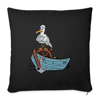 Mouette Sailor Bateau Maritime Sailor Ahoy - Housse de coussin décorative 45 x 45 cm - noir - Devant