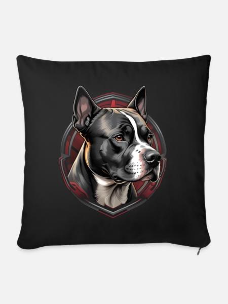 American Staffordshire Head - Sofa pillowcase 17,3'' x 17,3'' (45 x 45 cm) - black