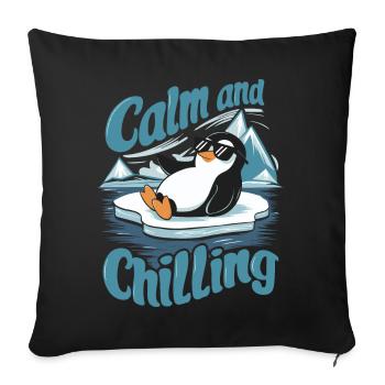 Calm And Chilling Penguin - Sofa pillowcase 17,3'' x 17,3'' (45 x 45 cm) - black - Front