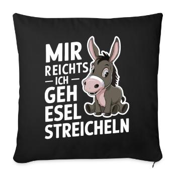 Esel Eselchen Maultier Muli - Sofakissenbezug 45 x 45 cm - Schwarz - Vorne