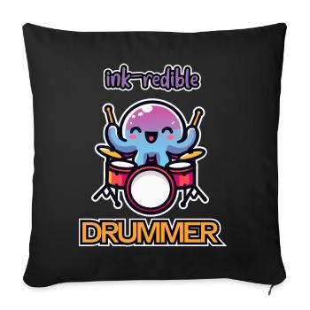Ink-redible drummer! - Sofa pillowcase 17,3'' x 17,3'' (45 x 45 cm) - black - Front