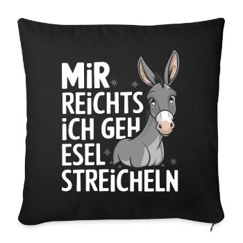 Esel Eselchen Maultier Muli - Sofakissenbezug 45 x 45 cm - Schwarz - Vorne