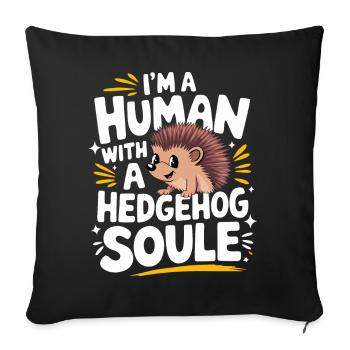 Igel Stachelig Tier Igel - Sofakissenbezug 45 x 45 cm - Schwarz - Vorne