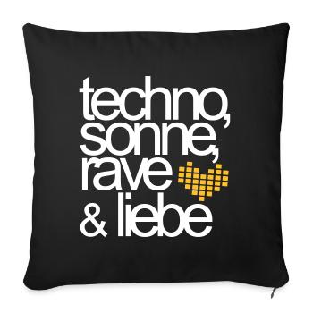Techno Sonne Rave & Liebe Sommer Musik Festivals - Sofakissenbezug 45 x 45 cm - Schwarz - Vorne