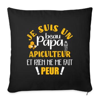 Je suis un beau papa apiculteur abeille miel - Housse de coussin décorative 45 x 45 cm - noir - Devant