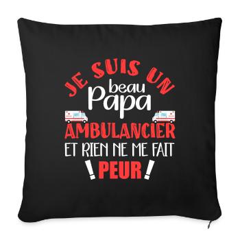 Beau papa ambulancier urgentiste beau père humour - Housse de coussin décorative 45 x 45 cm - noir - Devant