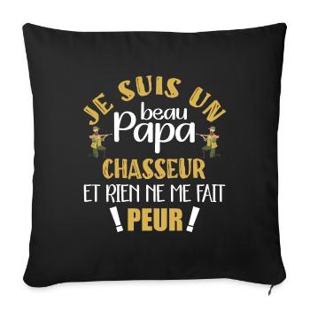 Beau papa chasseur chasse au chevreuil t-shirt - Housse de coussin décorative 45 x 45 cm - noir - Devant