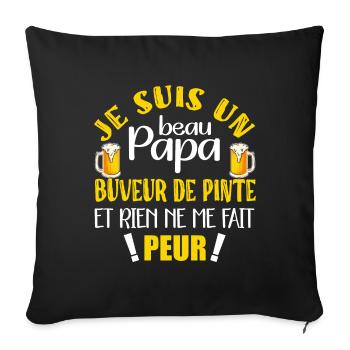 Beau papa bière artisanale t-shirt beau père - Housse de coussin décorative 45 x 45 cm - noir - Devant