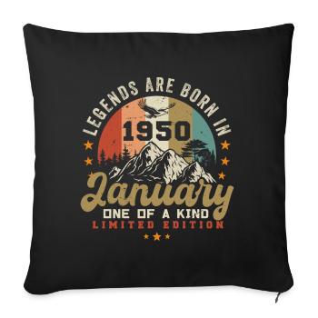 January Vintage 1950's - 74th Birthday Gift - Sofa pillowcase 17,3'' x 17,3'' (45 x 45 cm) - black - Front
