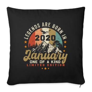 January vintage 2020 - 4th birthday gift - Sofa pillowcase 17,3'' x 17,3'' (45 x 45 cm) - black - Front