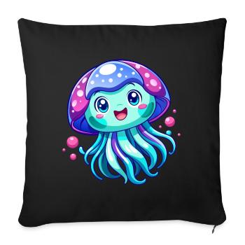 Méduse mignonne - Housse de coussin décorative 45 x 45 cm - noir - Devant
