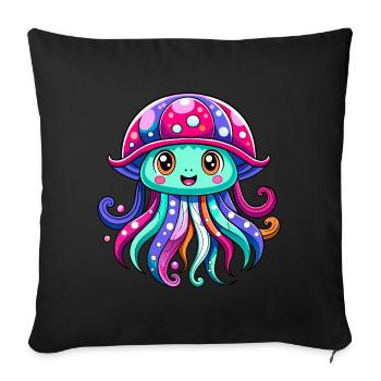 Cute Jellyfish - Sofa pillowcase 17,3'' x 17,3'' (45 x 45 cm) - black - Front