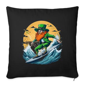 Surf de trèfle de la Saint-Patrick - Housse de coussin décorative 45 x 45 cm - noir - Devant