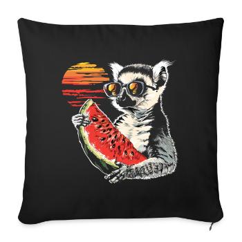 Lémurien Lémurien à queue annelée Lémurien de Madagascar animal pastèque - Housse de coussin décorative 45 x 45 cm - noir - Devant