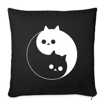 Yin et Yang mignons avec des chats - Housse de coussin décorative 45 x 45 cm - noir - Devant