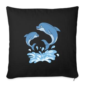 Bottlenose Dolphin Sea - Sofa pillowcase 17,3'' x 17,3'' (45 x 45 cm) - black - Front