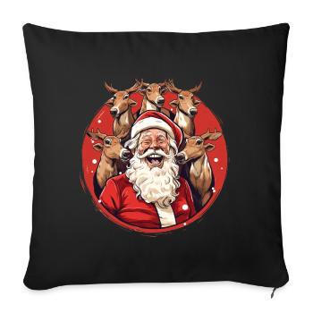 Chanter le Père Noël avec des rennes - Housse de coussin décorative 45 x 45 cm - noir - Devant