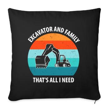 Excavator Excavator Driver Excavator Truck - Sofa pillowcase 17,3'' x 17,3'' (45 x 45 cm) - black - Front