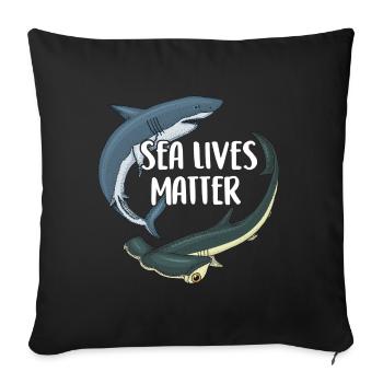 Sauvez les requins - Housse de coussin décorative 45 x 45 cm - noir - Devant
