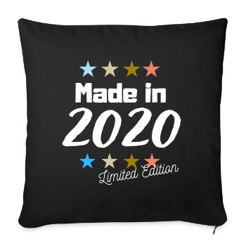 Fabriqué en 2020 Édition Limitée Vintage Anniversaire - Housse de coussin décorative 45 x 45 cm - noir - Devant