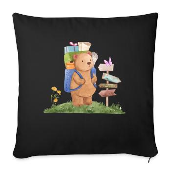 Camping Bear - Sofa pillowcase 17,3'' x 17,3'' (45 x 45 cm) - black - Front