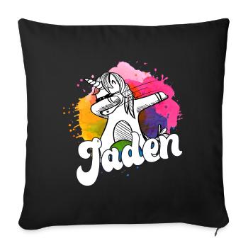 JADEN - Beautiful Boy Name with Cool Unicorn - Sofa pillowcase 17,3'' x 17,3'' (45 x 45 cm) - black - Front