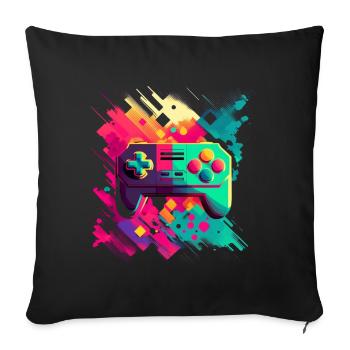 Retro Konsole - Sofakissenbezug 45 x 45 cm - Schwarz - Vorne