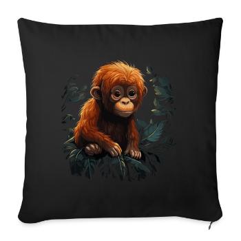 Orang Utan Baby Jungtier Orangutan Affe - Sofakissenbezug 45 x 45 cm - Schwarz - Vorne