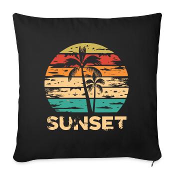 Retro Sunset Art - Sofa pillowcase 17,3'' x 17,3'' (45 x 45 cm) - black - Front