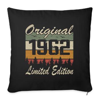 Vintage Geburtstag Original Geschenkidee 1962 - Sofakissenbezug 45 x 45 cm - Schwarz - Vorne