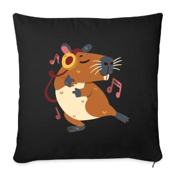 Capybara dancing and listening to music - Sofa pillowcase 17,3'' x 17,3'' (45 x 45 cm) - black - Front