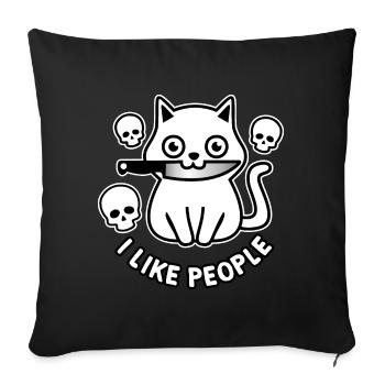 J’aime les gens, Cat - Housse de coussin décorative 45 x 45 cm - noir - Devant