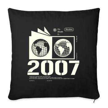 Vintage 2007 Rétro Cadeau d’anniversaire 2007 - Housse de coussin décorative 45 x 45 cm - noir - Devant