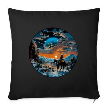 Reiterin Reitsport Winterausritt Mädchen Girl - Sofakissenbezug 45 x 45 cm - Schwarz - Vorne