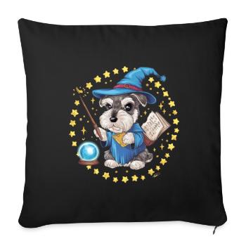 Schnauzer miniature magique en tenue de sorcier - Housse de coussin décorative 45 x 45 cm - noir - Devant