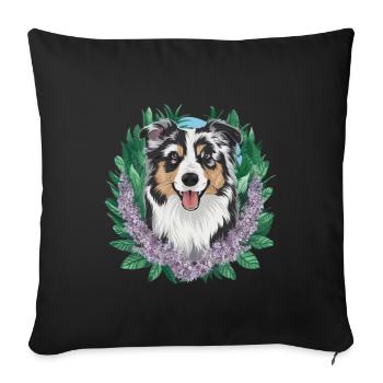 Australian Shepherd Motif with Lilac - Sofa pillowcase 17,3'' x 17,3'' (45 x 45 cm) - black - Front