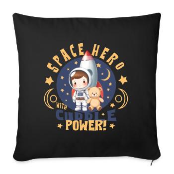 Astronaut with teddy bear - Sofa pillowcase 17,3'' x 17,3'' (45 x 45 cm) - black - Front