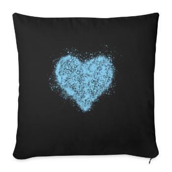 Heart baby blue vintage <3 - Sofa pillowcase 17,3'' x 17,3'' (45 x 45 cm) - black - Front