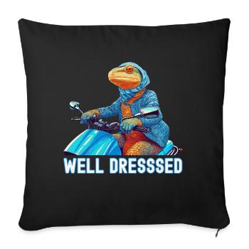 A Well Dressed Reptile Riding a Scooter (lizard) - Sofa pillowcase 17,3'' x 17,3'' (45 x 45 cm) - black - Front