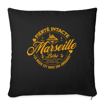 "Marseille Bébé" - Fierté et Ambiance.... - Housse de coussin décorative 45 x 45 cm - noir - Devant
